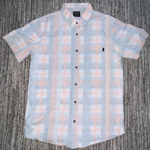 Oakley Men’s Size Small Short Sleeve Casual Button Down Shirt‎ Plaid Cotton - Picture 1 of 4